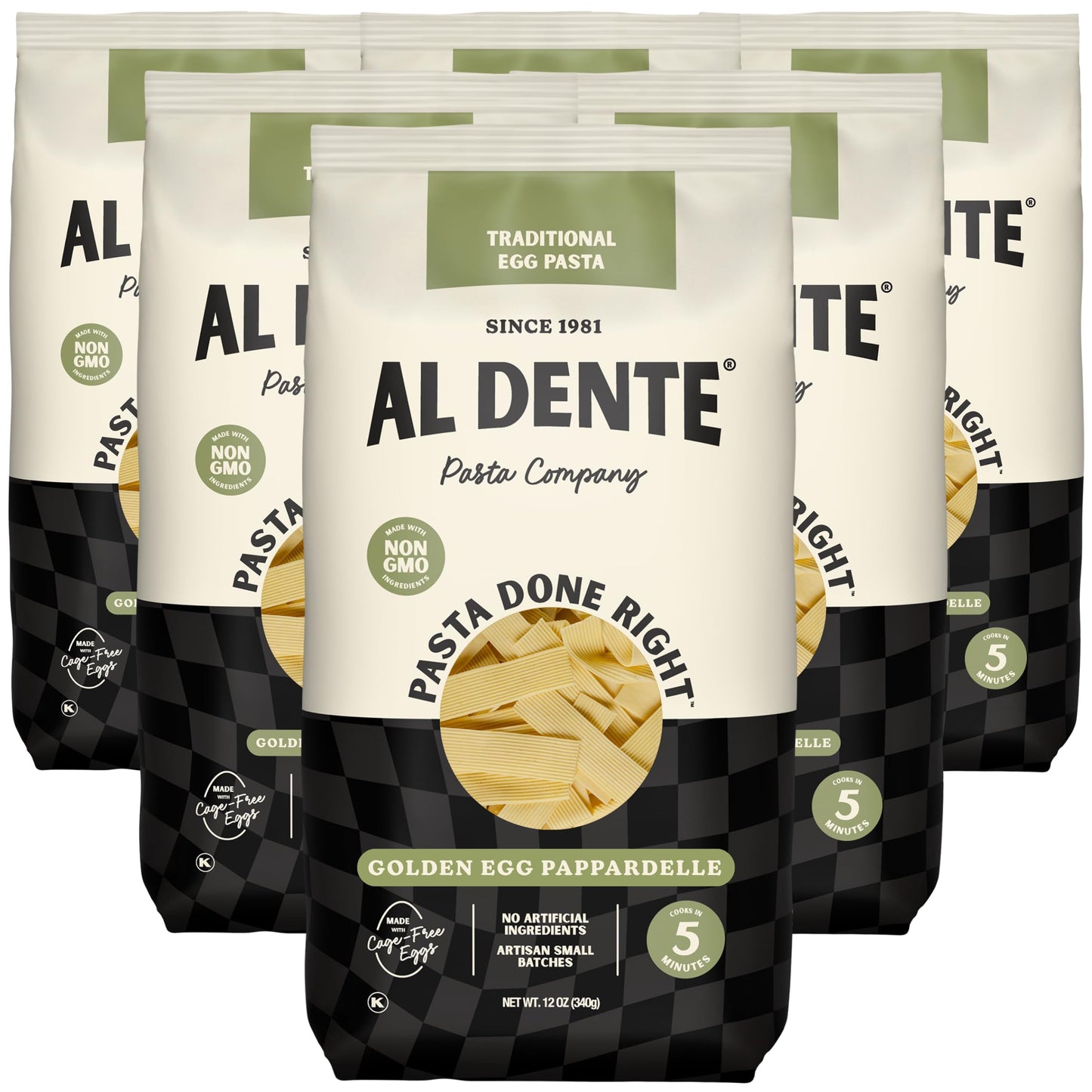 Al Dente Golden Egg Pappardelle - All-Natural, Hand-Crafted Egg Pasta. Traditional Pasta Noodles Made with Cage-Free Eggs and Semolina. (Packaging May