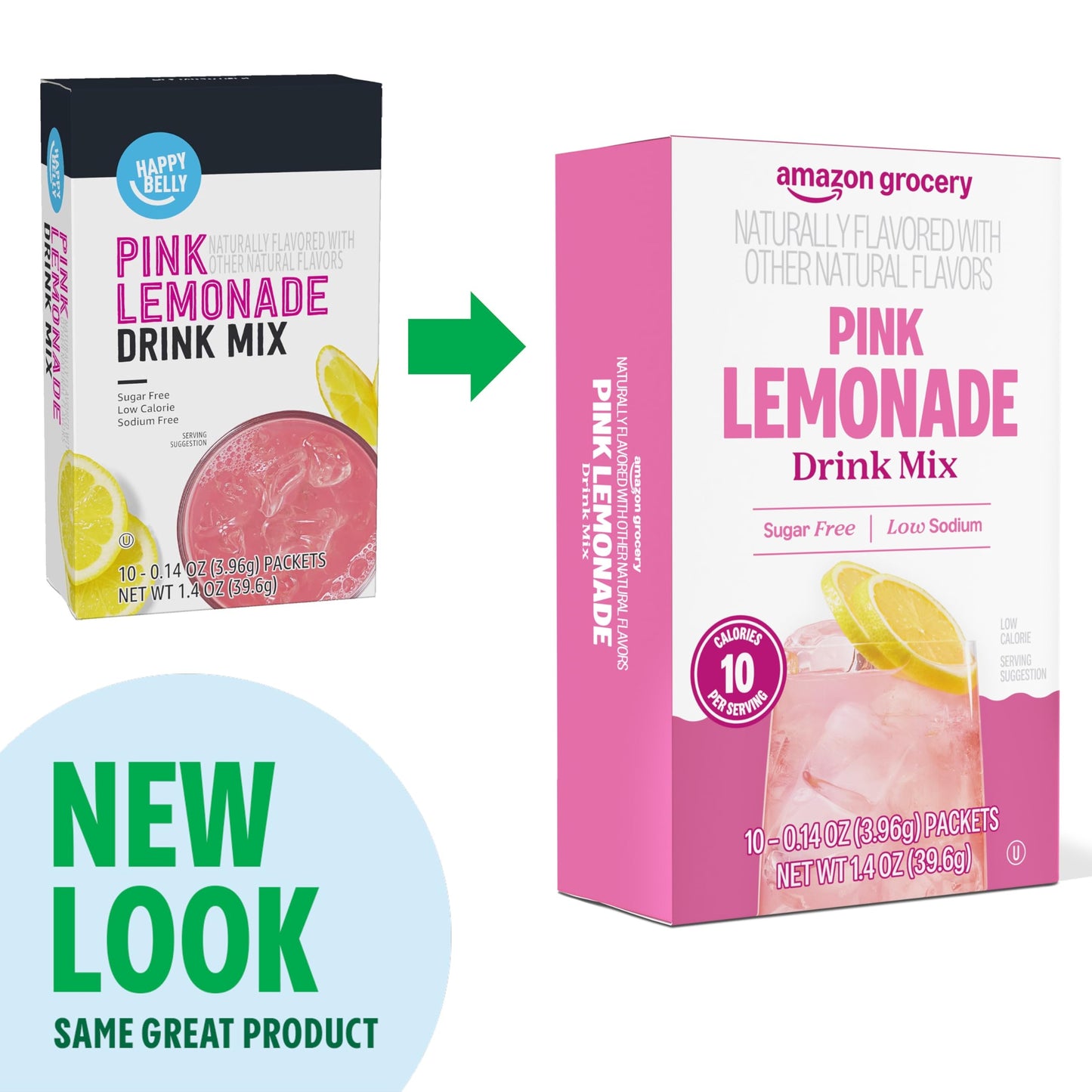 Amazon Grocery, Pink Lemonade Drink Mix, 10 packets, 1.4 Oz
