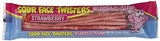 Face Twisters Sour Bubble Gum Straws, Strawberry, 2 Ounce (Pack of 12)