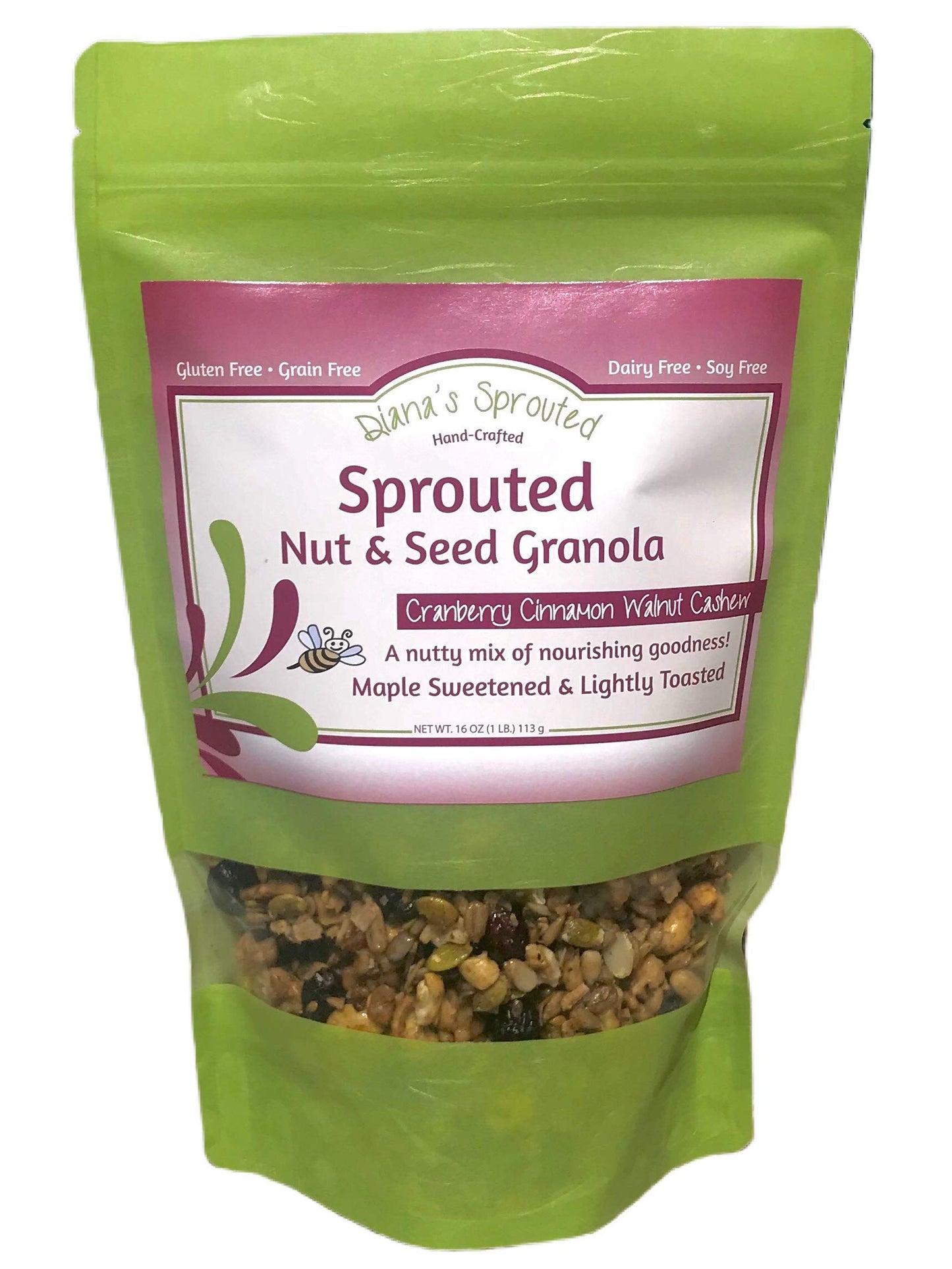 2-Pack! Sprouted Cranberry Cinnamon Walnut! Nut and Seed Super Food! High Protien, Low Carbs Low Sugars, No Grains, No Gluten