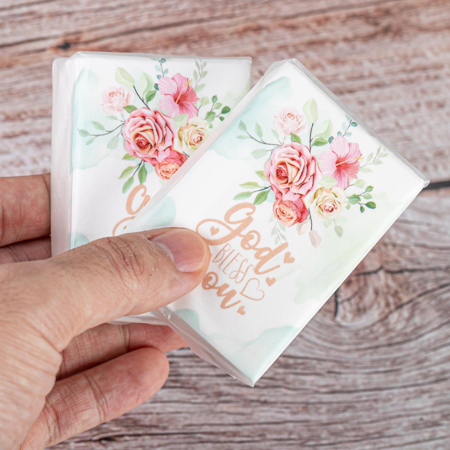 YHNTGB 120 Pack Bible theme facial tissues Individual tissue pack bulk Christian pocket size travel tissue with Floral Pattern for Holiday travel