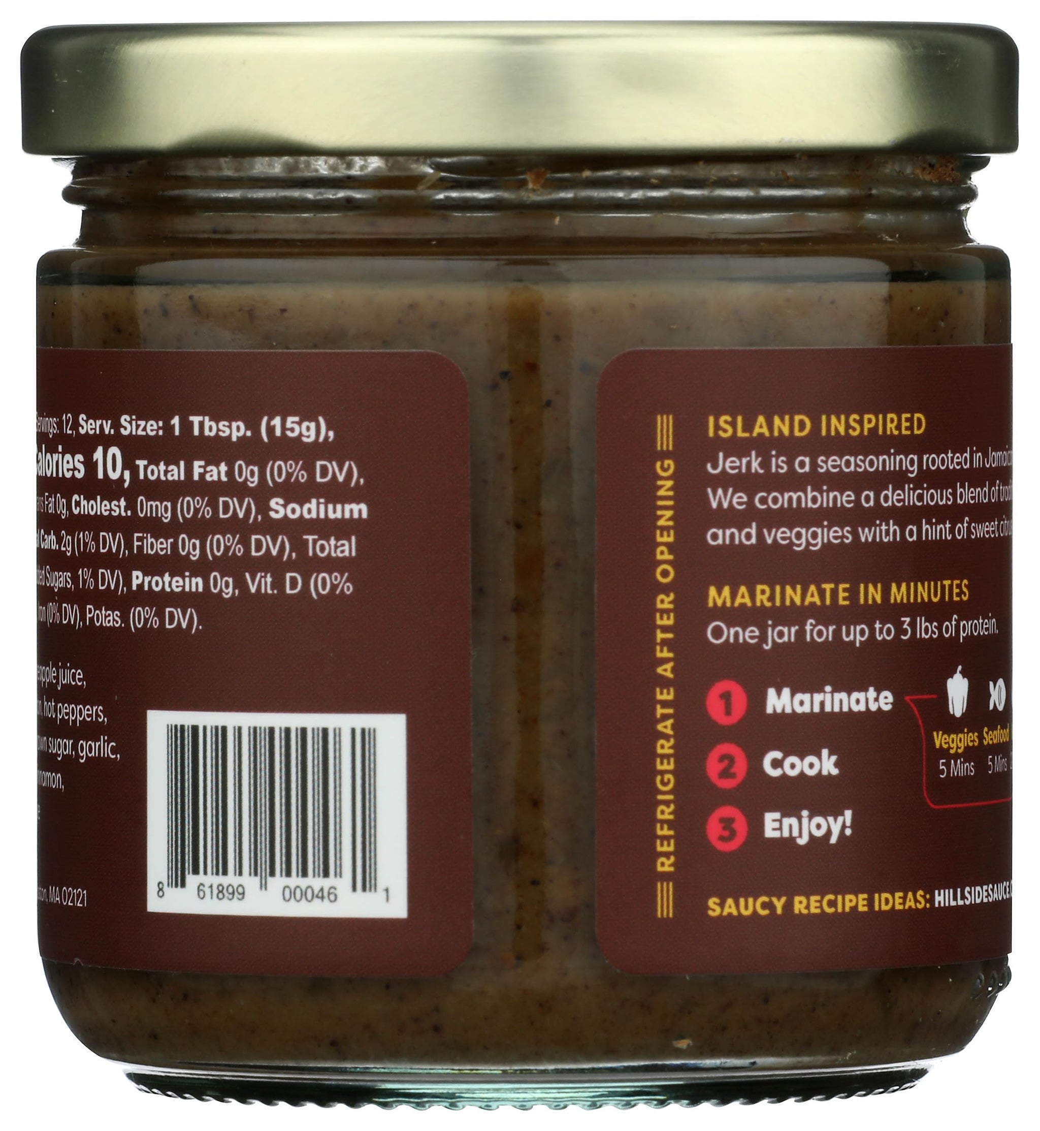 Hillside Harvest - Jamaican Jerk Marinade, SPICY, Gourmet, Handcrafted, Spice and Sweet Citrus, Hot Heat Level, 6.5 oz. Jar (Pack of 1)