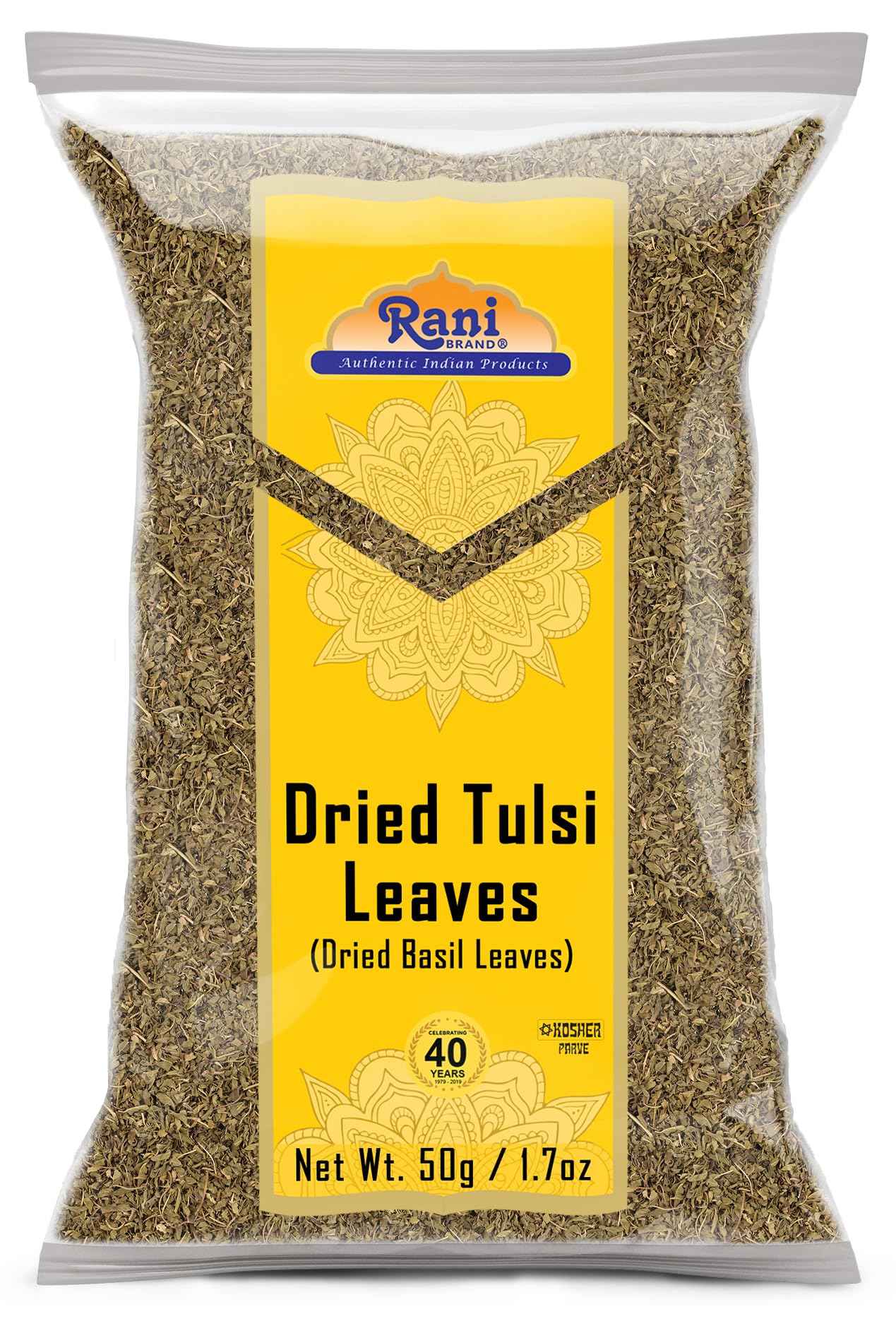 Rani Dried Tulsi (Indian Basil, Holy Basil) Leaves 1.75oz (50g) Used for Beverages & Ayurveda Herbal ~ All Natural | Vegan | Gluten Friendly | Non-GMO