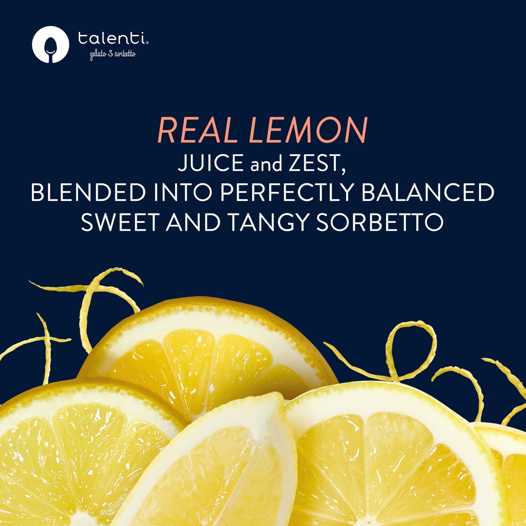 Talenti Dairy-Free Sorbetto Zesty Lemon for Your Next Indulgence, with Real Lemon in Each Jar, 1 pint