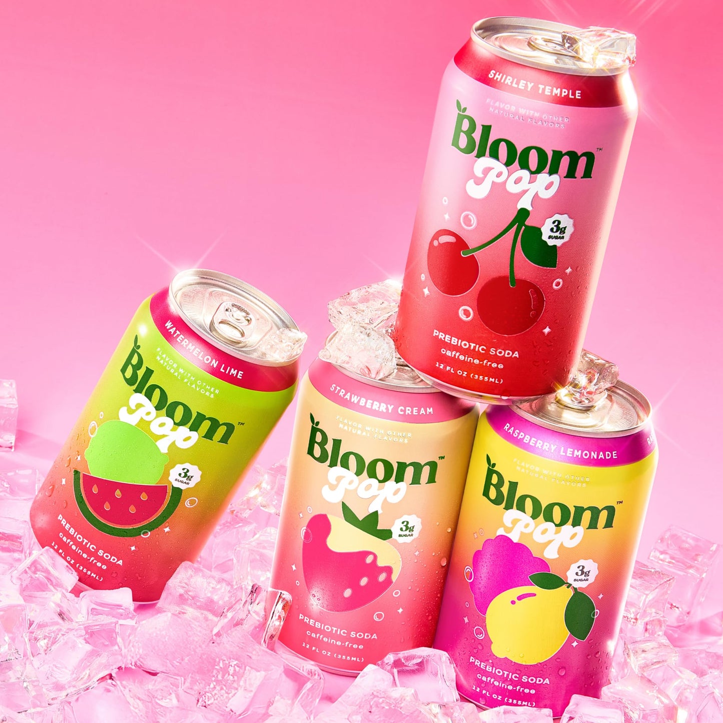 Bloom Pop Prebiotic Soda 12 Pack, Variety Pack, 12oz Cans | Soda for Gut Health, Low Calorie, No Caffeine, Healthy Soft Drink Alternative