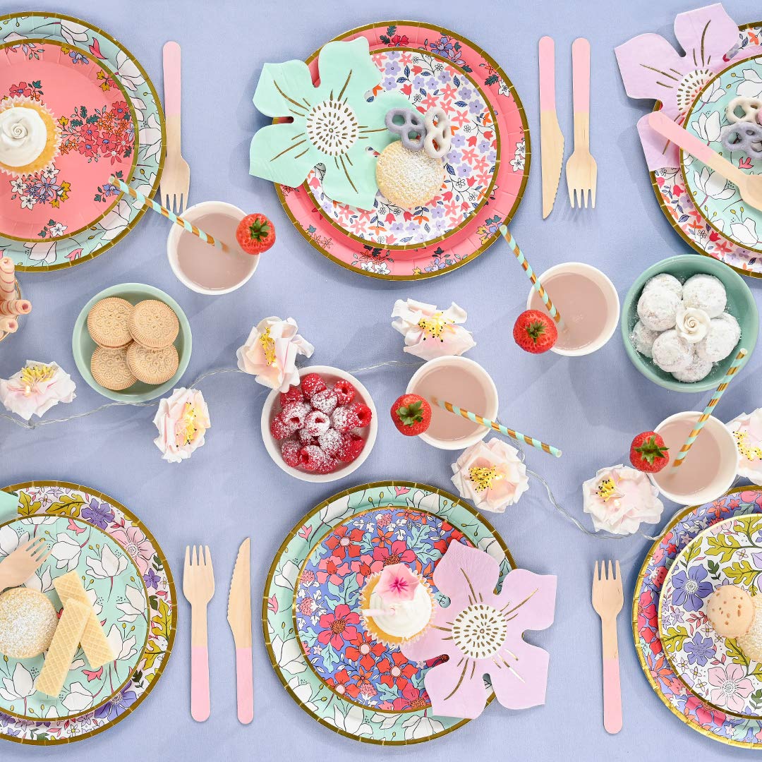 Coterie Mixed Floral Paper Plates (Set of 10 large plates) - Paper plates for Tea and Garden Party, Bridal and Baby Shower, and More| 9.25" fancy