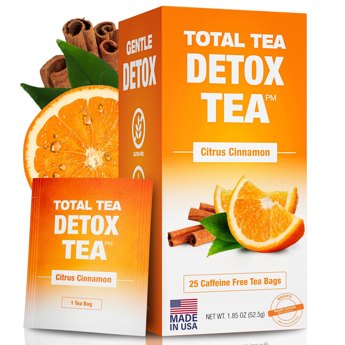Total Tea SIimming Detox Tea Caffeine Free - 25 Day Detox - Herbal Tea with Chamomile, Hibiscus Tea & Ginger Root for Colon Cleanse - Natural Citrus