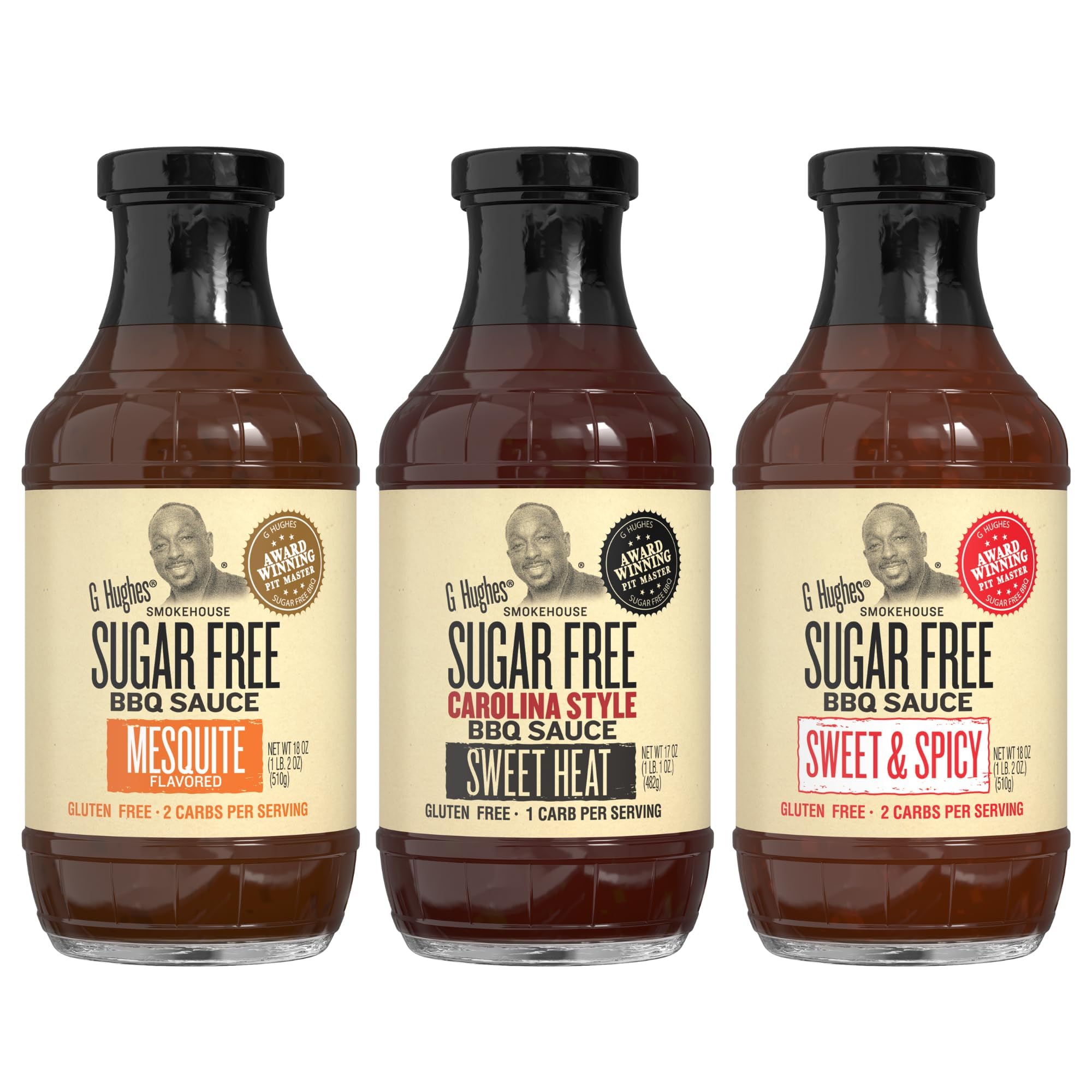 G Hughes Sugar Free Mesquite, Sweet Heat, Sweet and Spicy - 18 Oz (3-Pack)