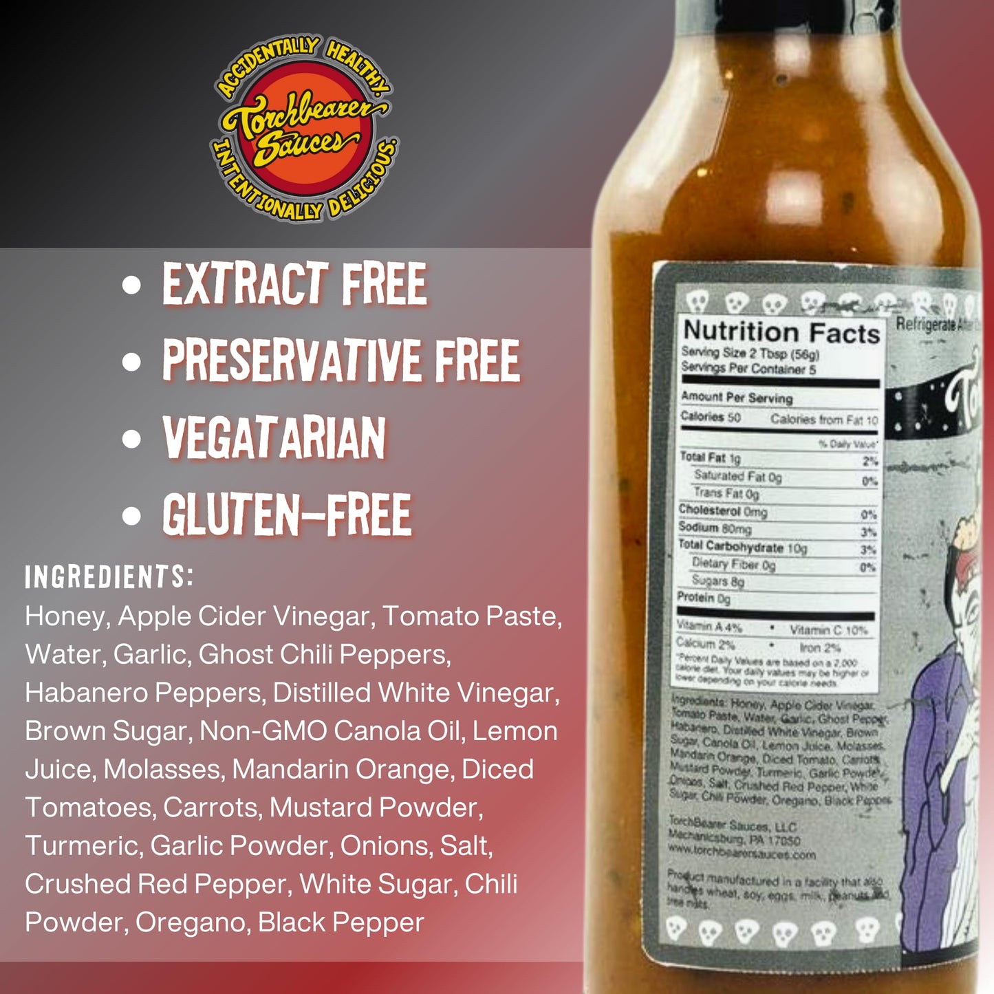 TorchBearer Sauces Son of Zombie Wing Sauce, 5 oz, Heat level: 6 XXX Hot - Featured on Hot Ones - All Natural, Extract-Free, Made in USA