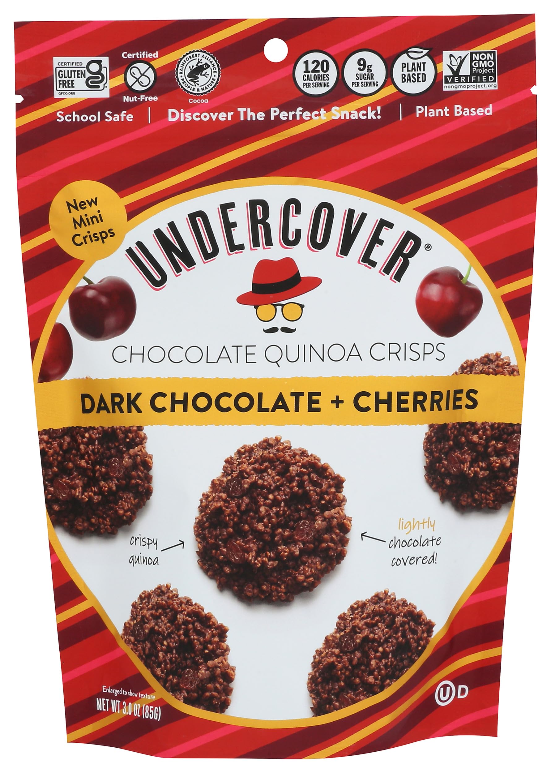 Undercover Chocolate Co, Quinoa Crisps Dark Chocolate Cherries, 3 Ounce
