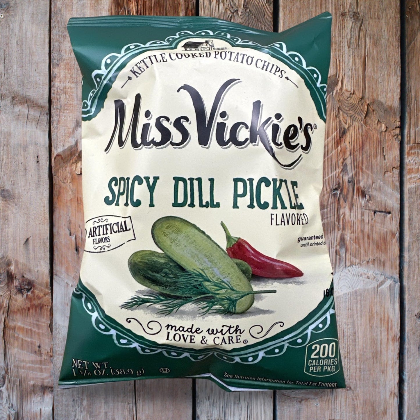 Miss Vickie's Spicy Dill Pickle Kettle Cooked Potato Chips, 1.375 Ounce (Pack of 64)
