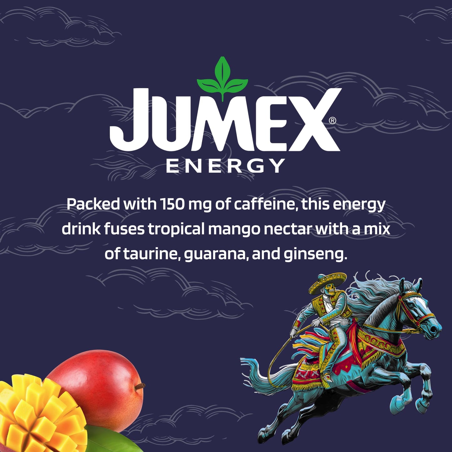 Jumex Mango Nectar Energy Drink, 150 mg of Caffeine, Real Fruit Juice, 15 fl oz (Pack of 12)