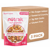 NuTrail Nut Granola Cereal, Vanilla Strawberry, No Sugar Added, Keto, Low Carb, Gluten Free, Grain Free, Healthy Breakfast 8 oz. 3 Count
