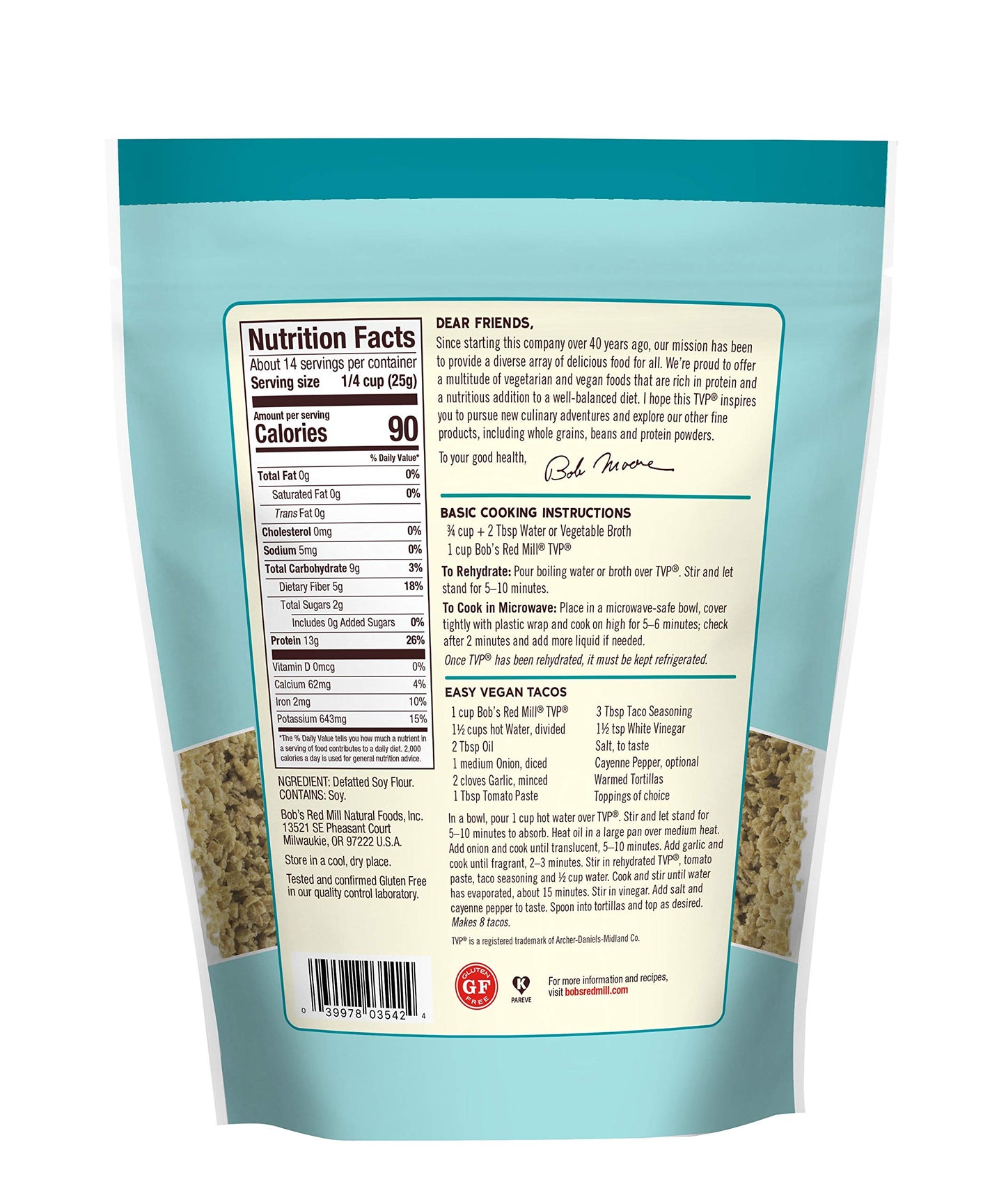 Bob's Red Mill TVP, 12oz (Pack of 1) - Vegan, Made in USA, Unflavored, Kosher