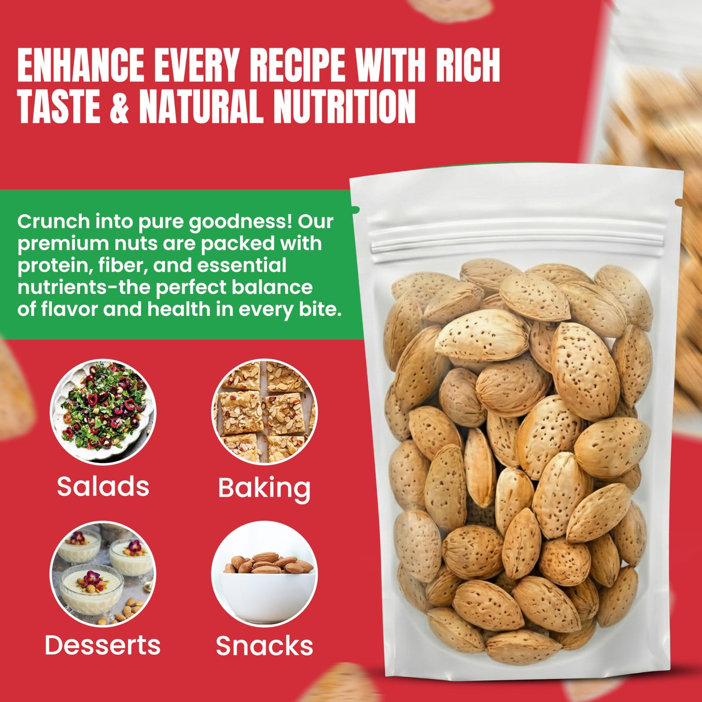 Jumbo California Almonds In Shell - 5 lbs (80oz) Premium Quality Kosher Raw Almonds By We Got Nuts - Natural & Healthy Rich Flavor Snack - Whole