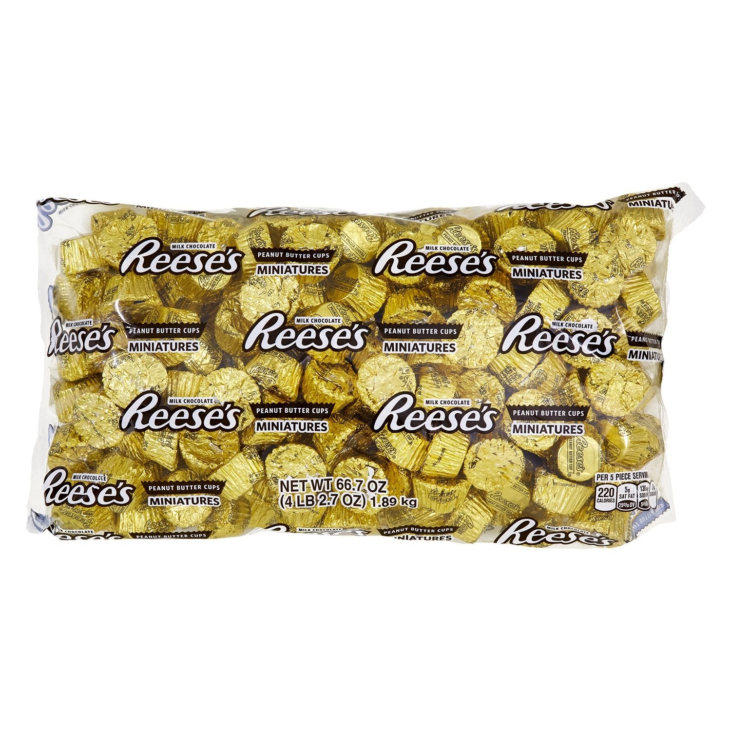 REESE'S Peanut Butter Cups, Chocolate Candy, Miniatures, Gold, 66.7 Ounce Bulk Candy
