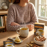 China Mist Full Leaf Tea Sachets, Ginger Turmeric Organic Herbal Tea, 15 Biodegradeable Tea Sachets