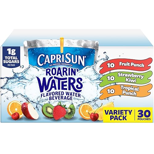 Capri Sun Roarin' Waters Flavored with Other Natural Flavor Water Beverage, 30 Pouches, for School Lunches and On-the-Go Hydration, Fruit Punch