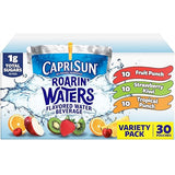 Capri Sun Roarin' Waters Flavored with Other Natural Flavor Water Beverage, 30 Pouches, for School Lunches and On-the-Go Hydration, Fruit Punch