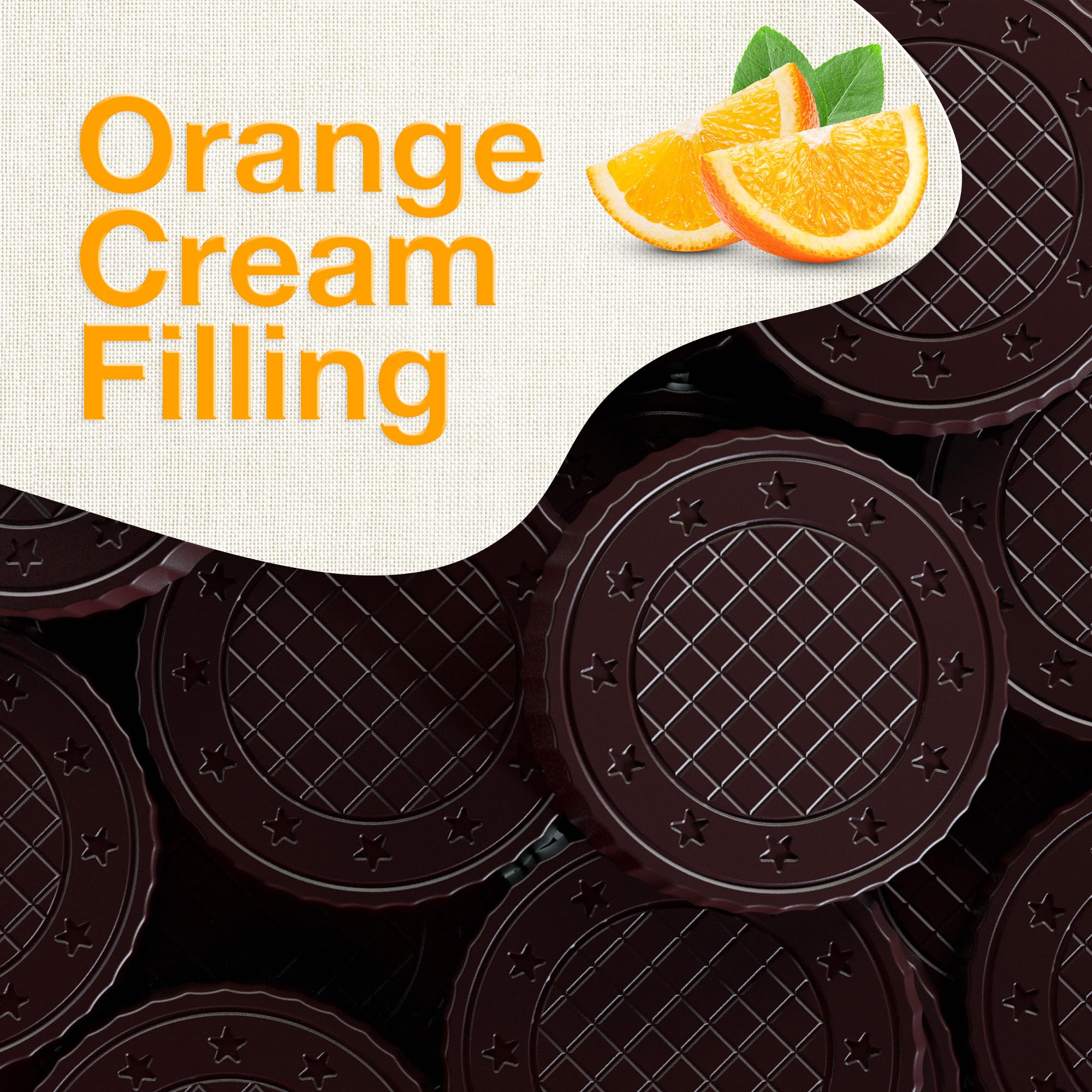 Fiorella Crunch Dark Chocolate Wafer Cookies, 18 Count, Chocolate Covered Crispy Thin Wafers with Layers of Orange Cream Filling, Individually Wrapped