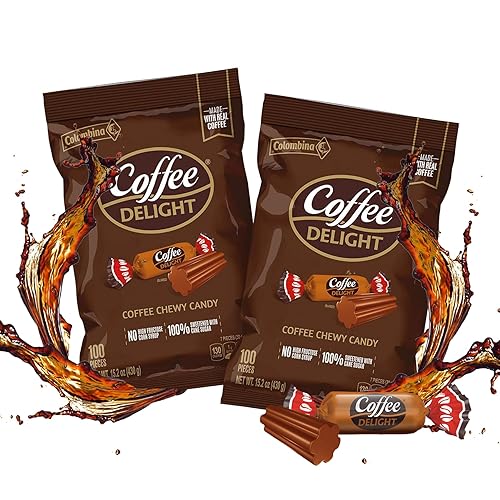 Colombina Coffee Delight Chewy Candy, Gluten-Free Soft Chewy Coffee Candies Made w/Authentic Colombian Coffee, 2 Pack (200 Count)