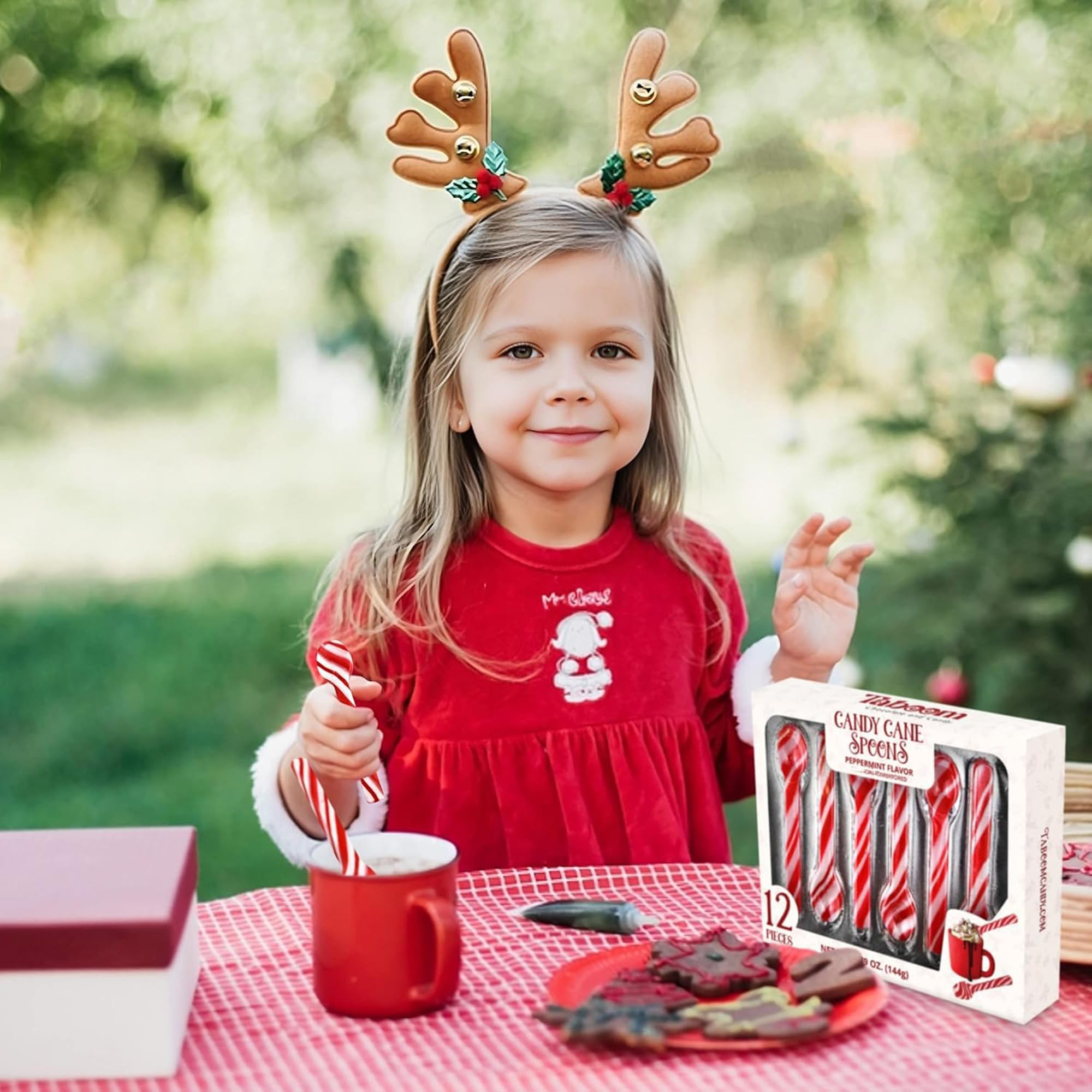 Peppermint Candy Cane Spoons Dye-Free - Pack of 12 Individually Wrapped Christmas Peppermint Flavored Hot Chocolate Spoons - Festive Holiday Treats