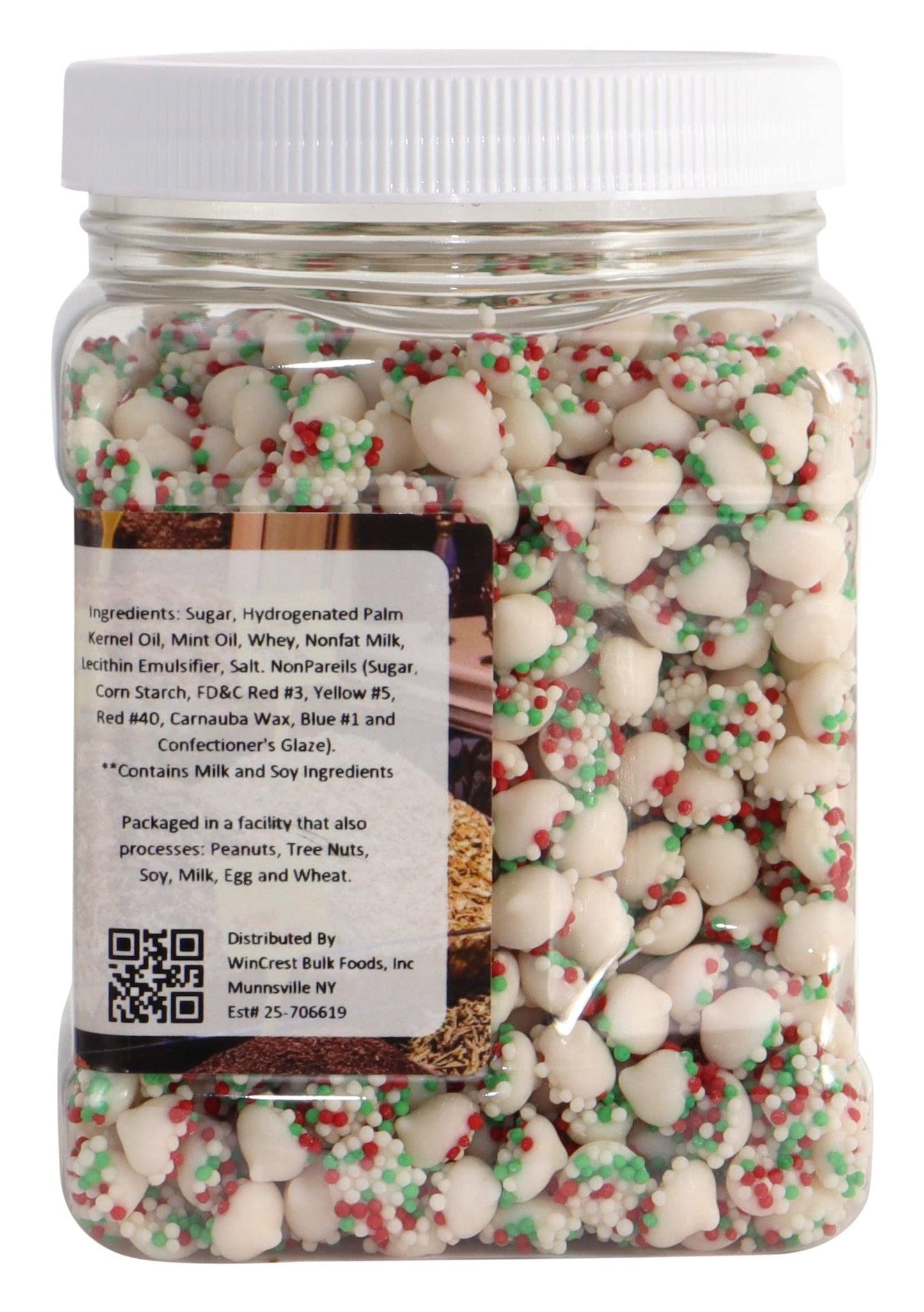 WinCrest Christmas Chocolate Nonpareils - 1.25 Lb Tub (Mini Mint Drops)
