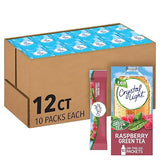 Crystal Light Raspberry Green Tea Naturally Flavored Powdered Drink Mix, 120 ct Pack, 12 Boxes of 10 On-the-Go-Packets