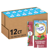 Crystal Light Raspberry Green Tea Naturally Flavored Powdered Drink Mix, 120 ct Pack, 12 Boxes of 10 On-the-Go-Packets