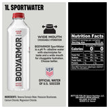 BODYARMOR SportWater Alkaline Water, High Alkaline Bottled Water, pH 9+, 1 Liter (6 Pack), Refreshing Electrolyte Water Pack, Wide Mouth Bottle