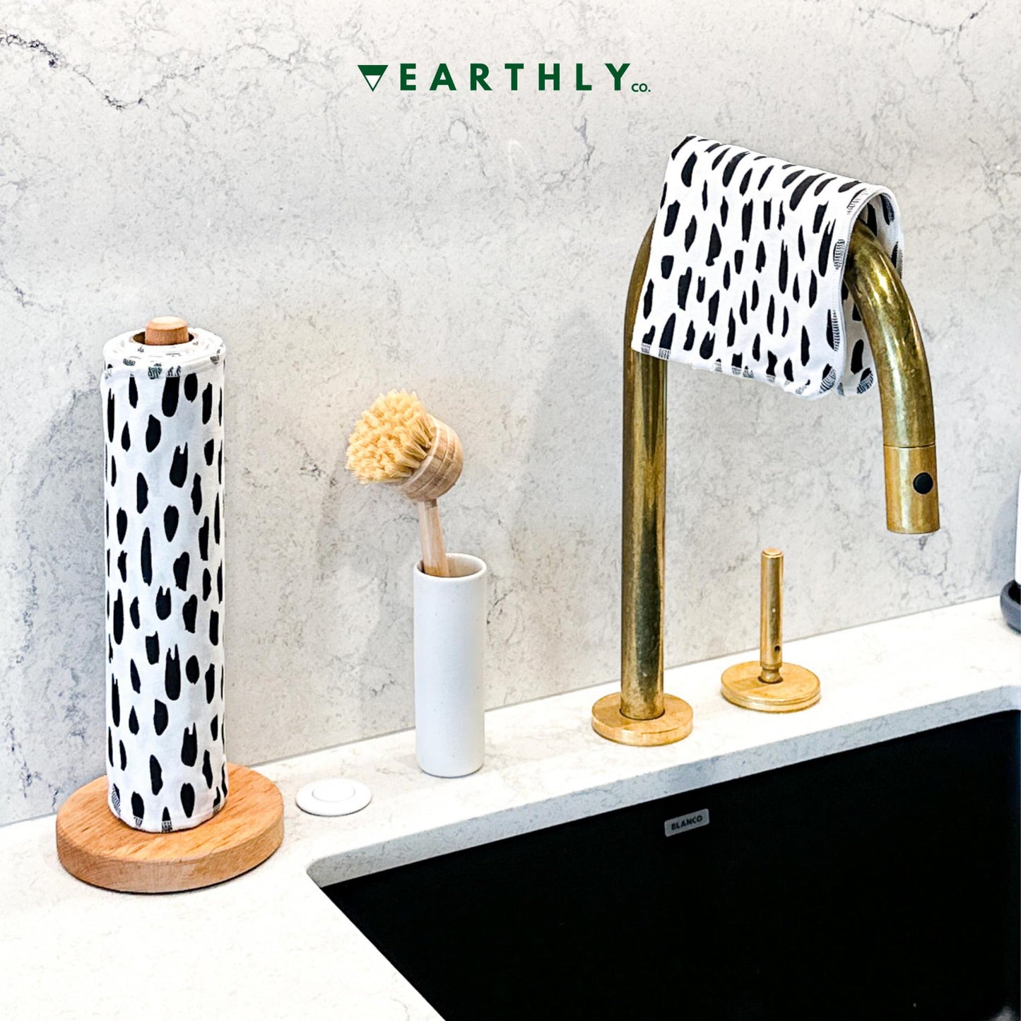 Earthly Co. Reusable Paper Towels - 10 Pack - Roll of Washable Cotton Cloth Paper Towels - Paperless Reusable Napkins Cloth Washable - Absorbent +