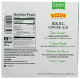 REEDS GINGER BREW Zero Sugar Ginger Ale Soda 4 Pack, 12 FZ