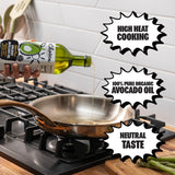 Chosen Foods Organic Avocado Oil for Cooking, 33.8 Fl Oz - Naturally Refined Cooking Oil made from 100% Pure Avocados - Non-GMO, Gluten-Free, Keto Friendly, Glyphosate Free - 1 Liter (Pack Of 1)