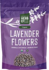 Organic Lavender Flower Whole, by Herb Co, Lavandula x Intermedia, Lavandin, from France, Kosher, for Tea, Baking, Hair, Skin, Cleaning, Crafts & Eau