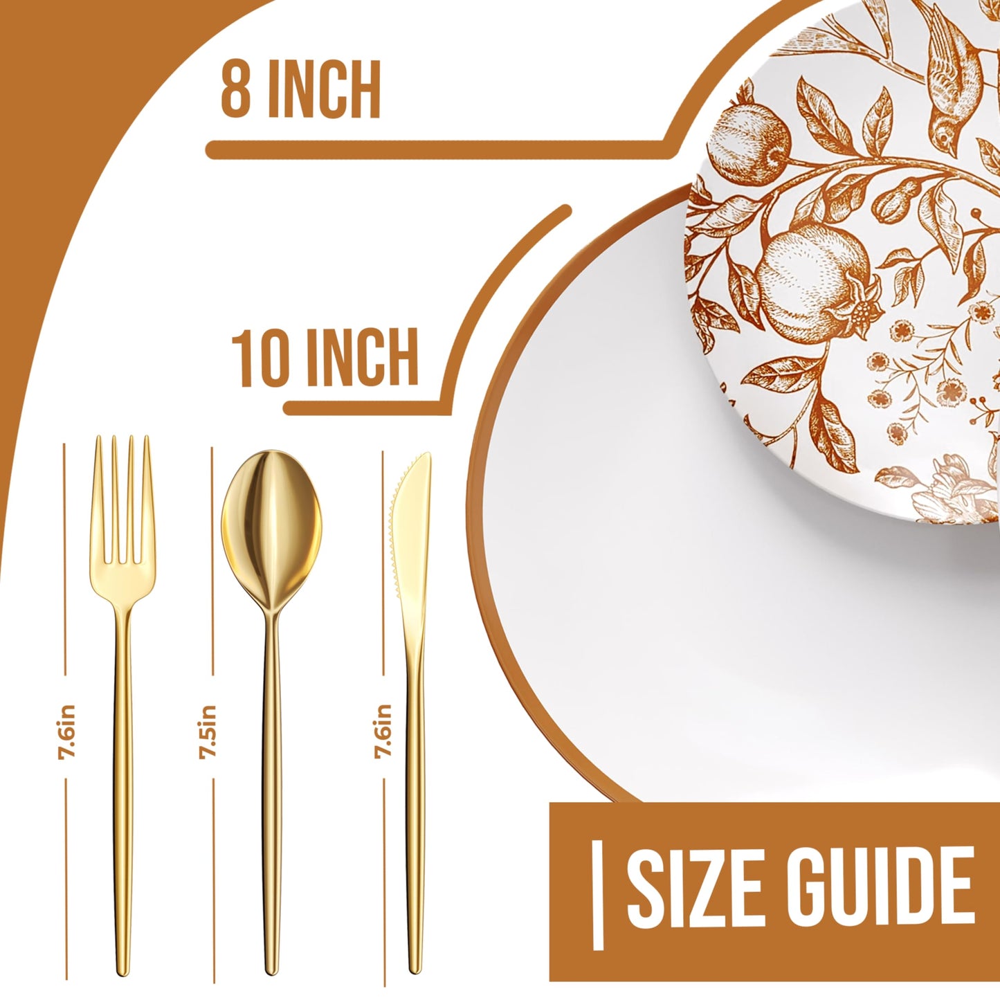 Trendables Fancy Plastic Dinnerware Sets 100 Pc Set 20 Guests Gold Silverware Disposable 20 X 10 Inch Charger Plates 20 X 8 Inch Dessert Plates 20 x
