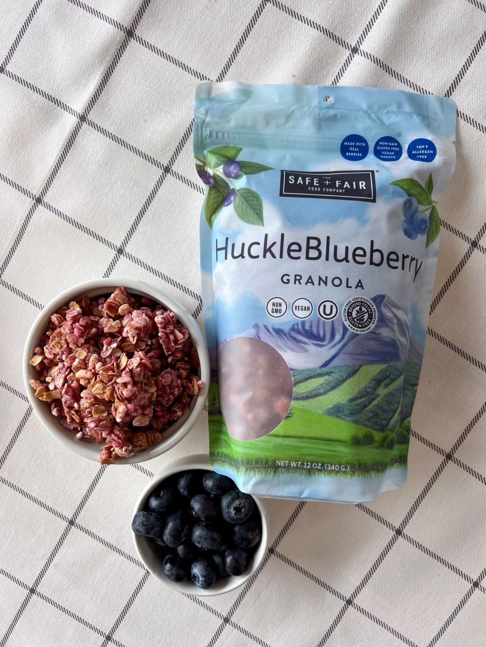Safe + Fair HuckleBlueberry Granola - Gluten-Free, Dairy-Free & Vegan Breakfast, Snack or Dessert - Allergen-Free, Non-GMO, and No Artificial
