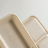 [Pack of 125] Green Wave OV-T026 8.6"x12.5" 6-compartment school lunch Tray |Heavy Duty Marble Look | 100% Compostable | Disposable Eco-friendly |