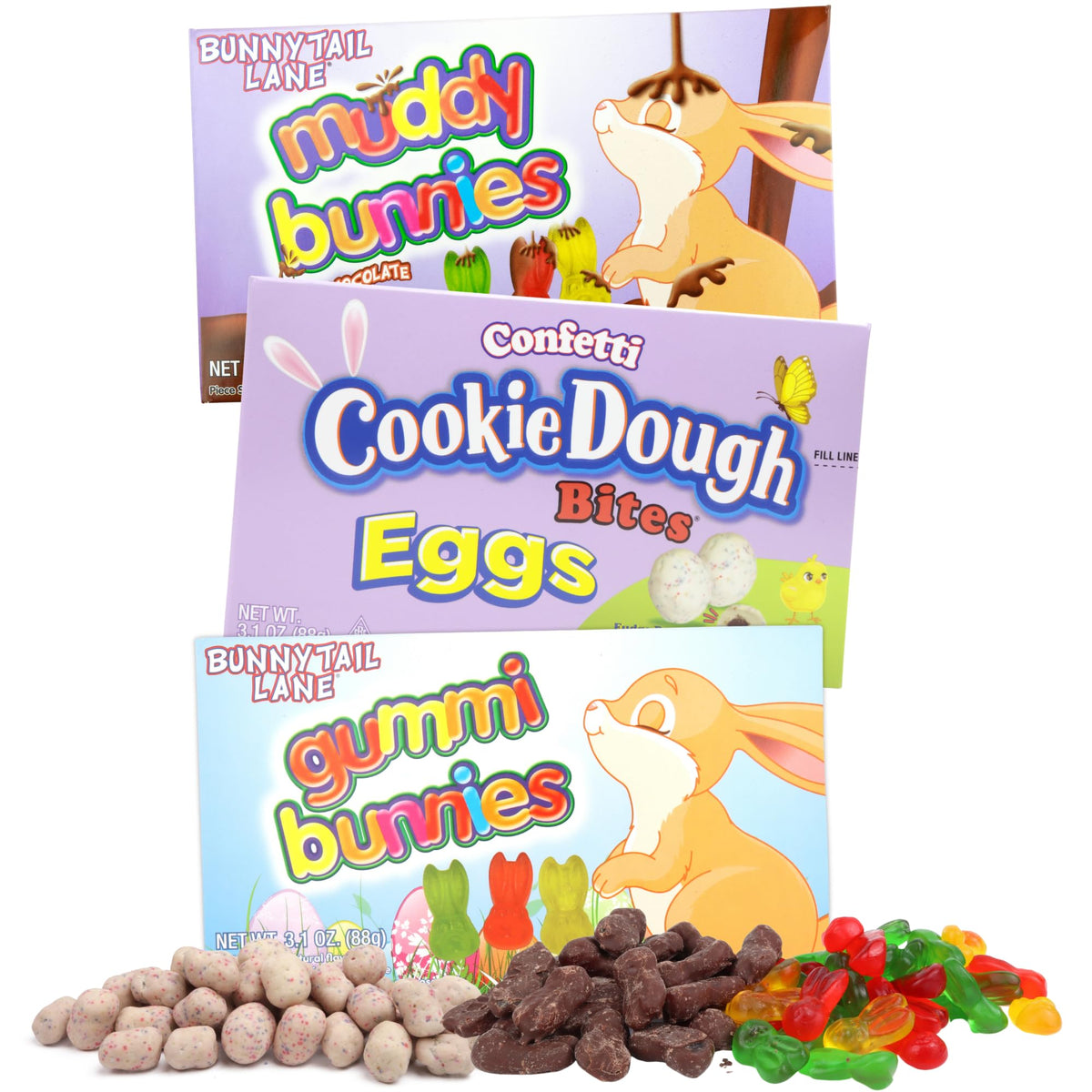 Easter Basket Candy, Cookie Dough Eggs Bites and Bunny Gummies, Festive Sweet Treats, 3.1 Ounces (Pack of 3)
