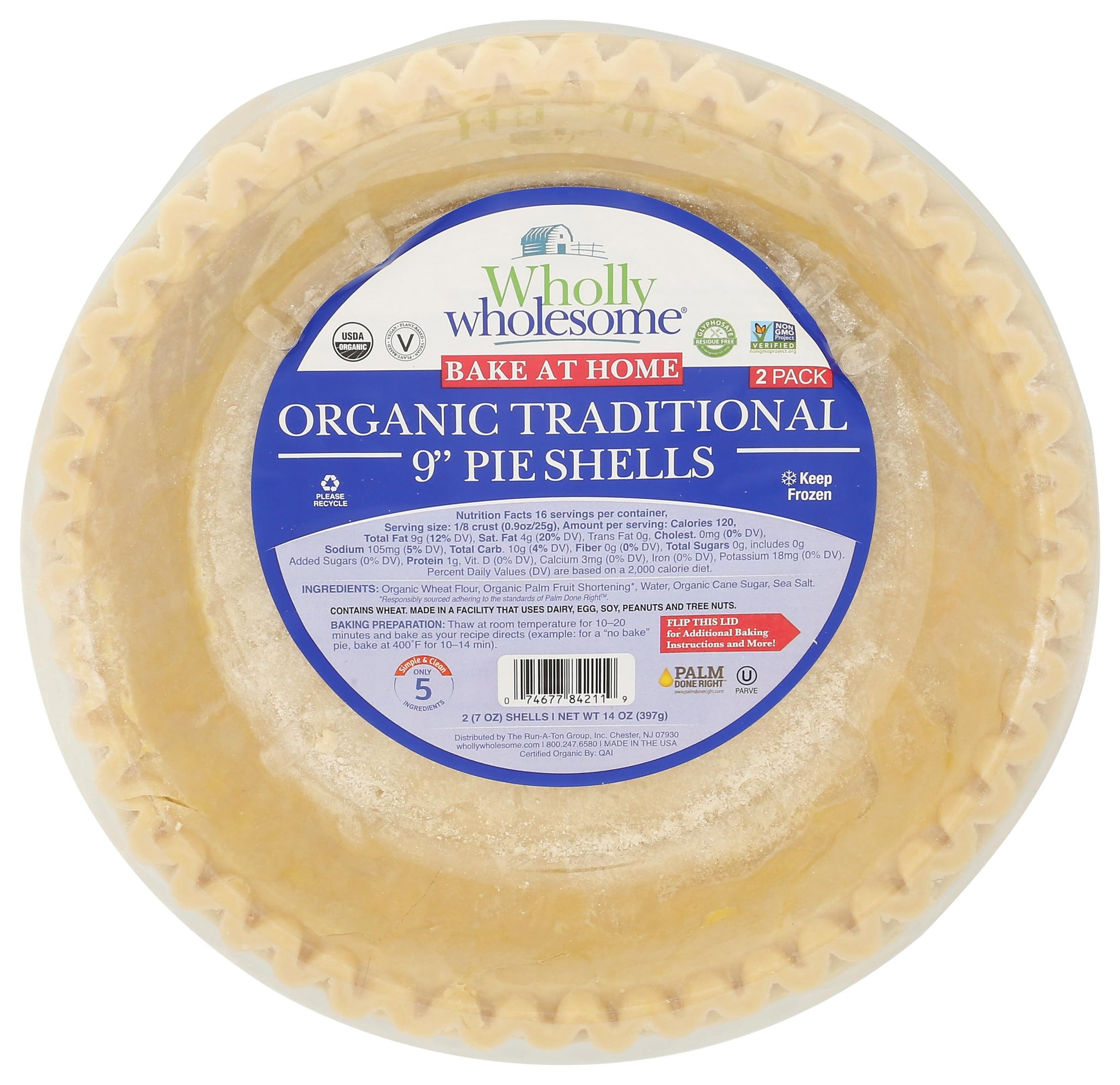 Wholly Wholesome Organic Traditional Pie Shells, 14 OZ