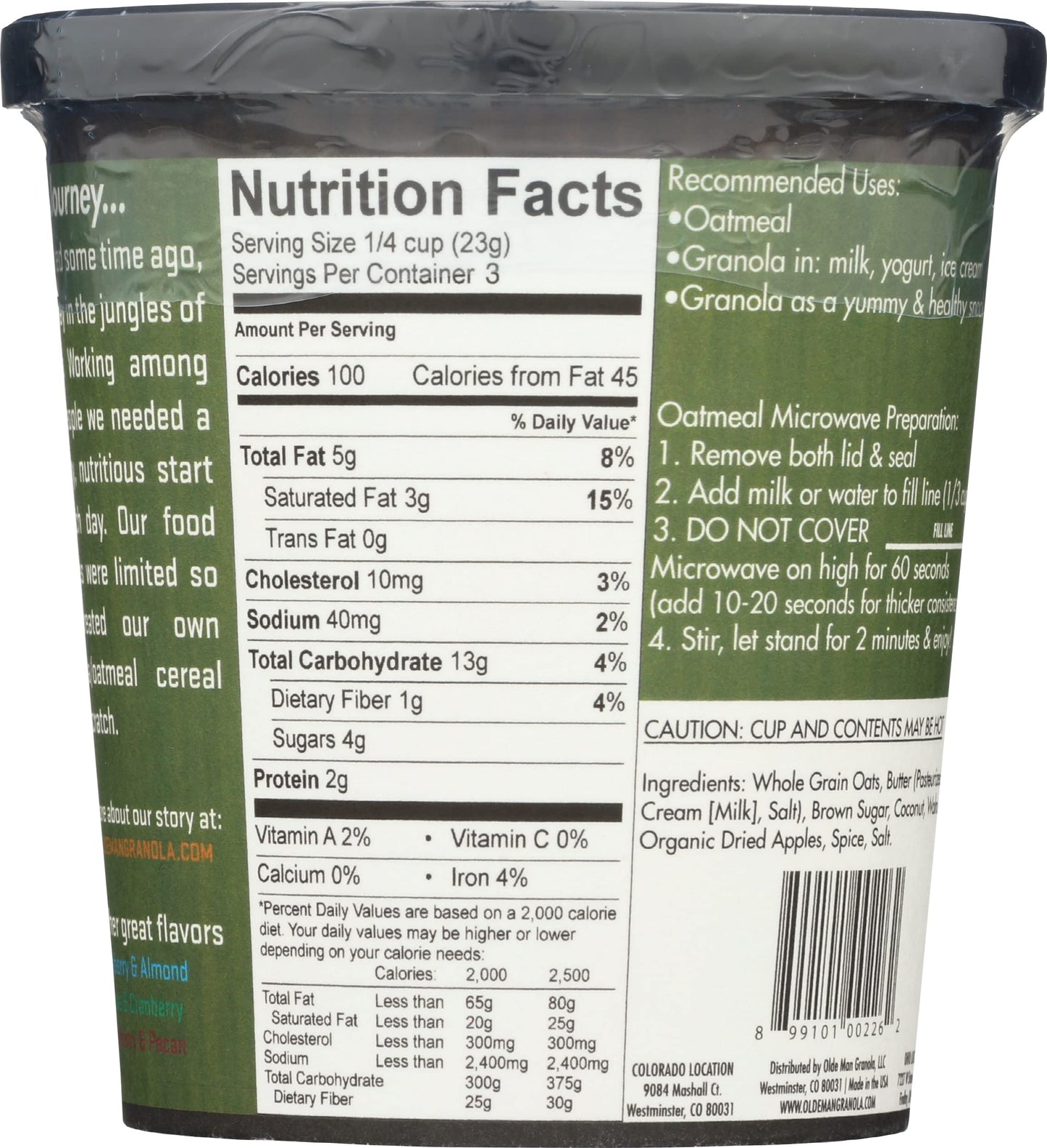 Olde Man Granola, Cinnamon Apple Granola & Oatmeal Greatmeal, 2.5 Ounce