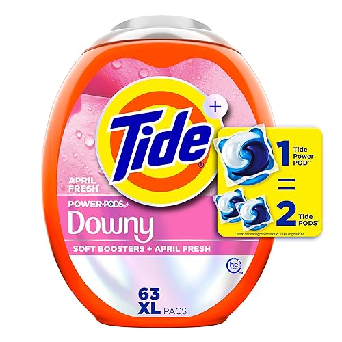 Tide Power PODs + Downy Laundry Detergent Pods, 63 Count, Soft Boosters + April Fresh