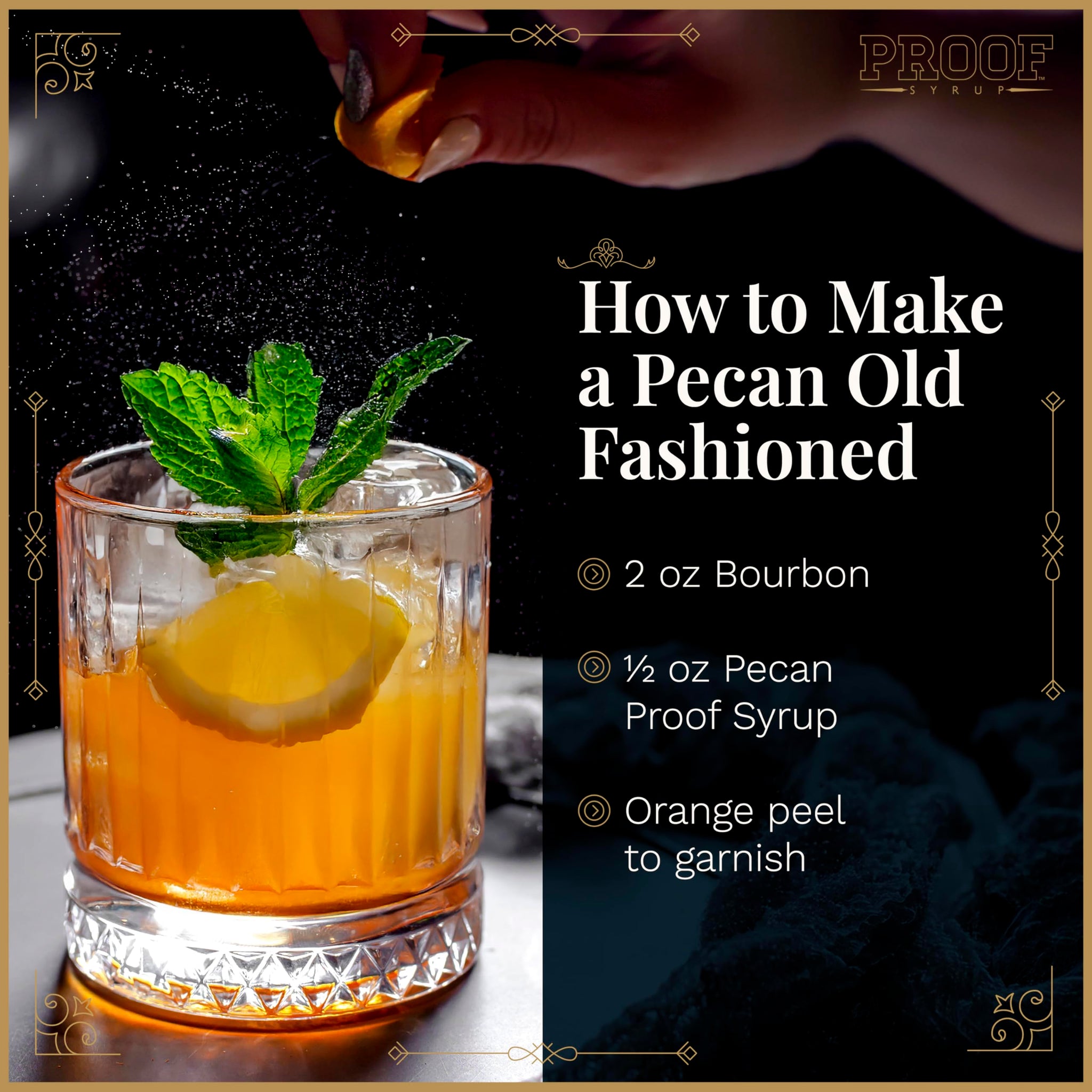 Proof Syrup Old Fashioned Cocktail Mix - Made with Real Bitters & Cane Sugar - Pecan Flavor - Fast, Easy, Delicious, Handcrafted Cocktail Syrup - 16oz