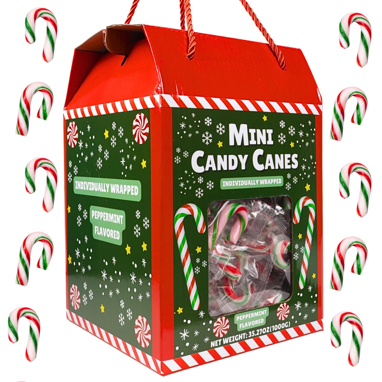 Sweetzo Bulk Individually Wrapped Mini Candy Canes, Classic Christmas Candies, Peppermint Flavored (200 Pieces)