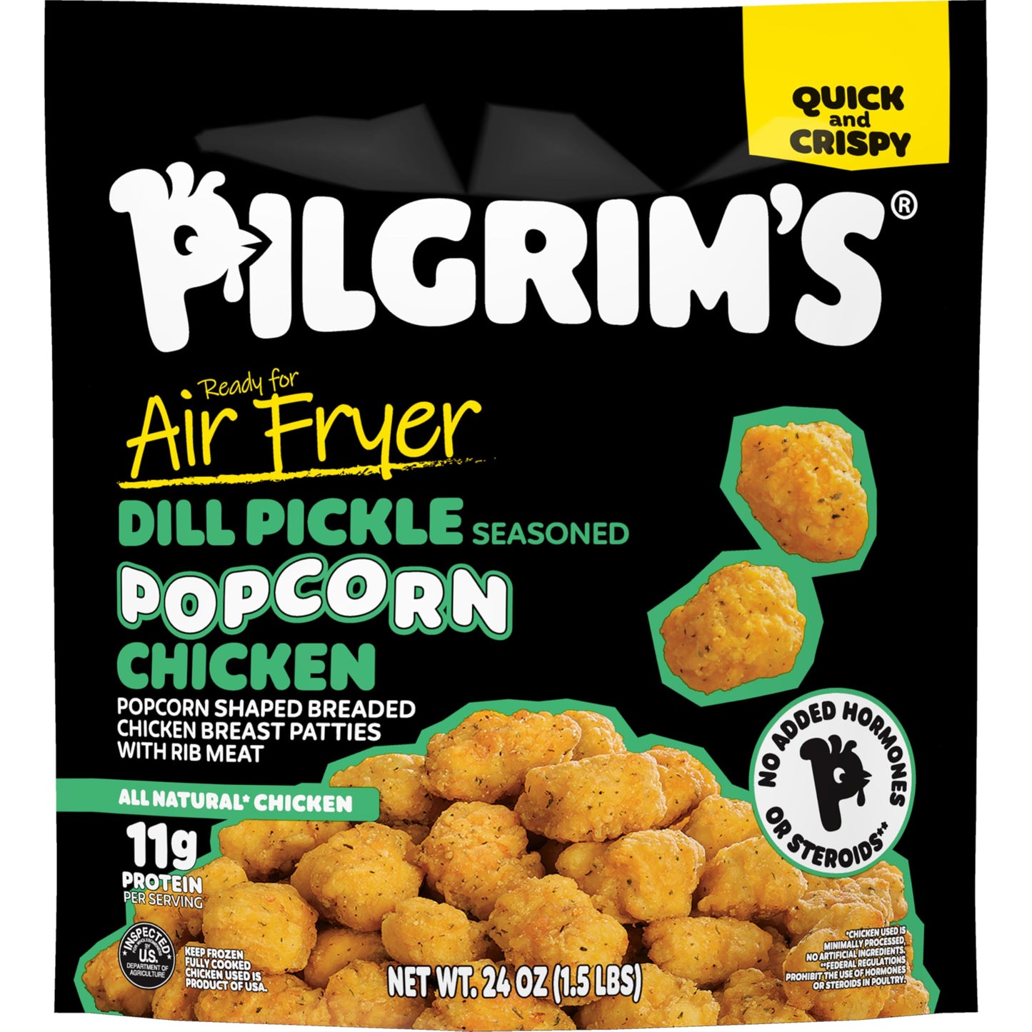 Pilgrim’s® Dill Pickle Popcorn Nuggets | Fully Cooked | 11 G Protein | Frozen |1.50 LB