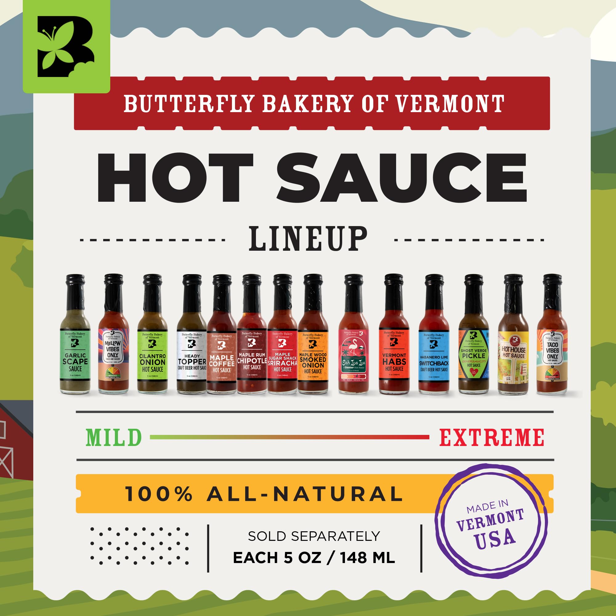 Butterfly Bakery of Vermont Cilantro Onion Hot Sauce, 5 fl oz