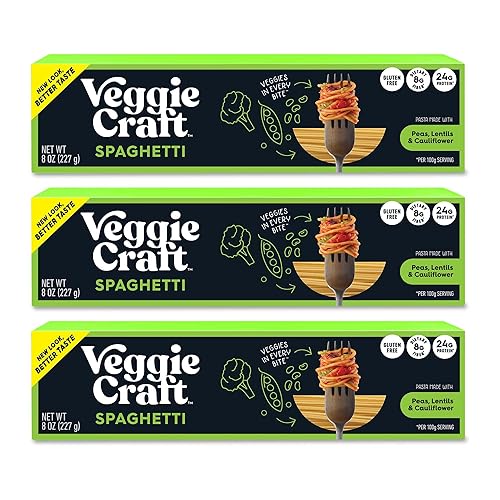 Veggiecraft Farms Spaghetti - NEW IMPROVED TASTE - Gluten Free Pasta, Thin Spaghetti Noodles, Plant Based Protein Spaghetti w/Cauliflower, Low Carb
