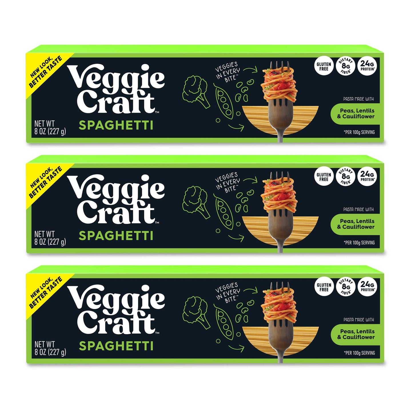 Veggiecraft Farms Spaghetti - NEW IMPROVED TASTE - Gluten Free Pasta, Thin Spaghetti Noodles, Plant Based Protein Spaghetti w/Cauliflower, Low Carb