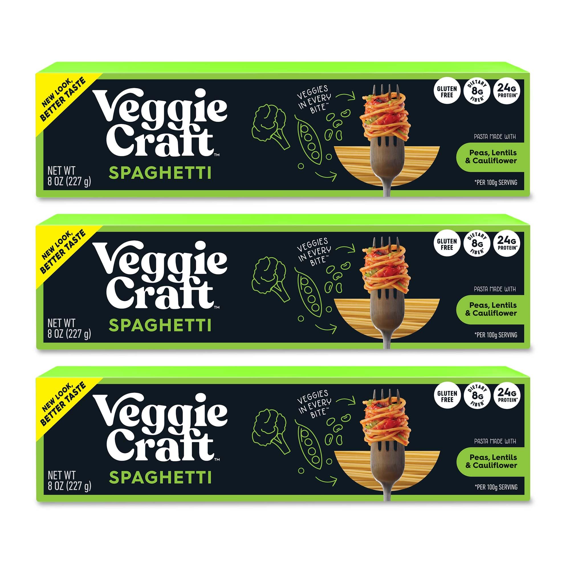Veggiecraft Farms Spaghetti - NEW IMPROVED TASTE - Gluten Free Pasta, Thin Spaghetti Noodles, Plant Based Protein Spaghetti w/Cauliflower, Low Carb