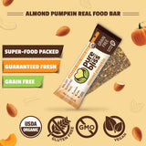 Organic Real Food Bar (Almond Pumpkin) Grain Free - Paleo Friendly - Non-GMO, Gluten Free, Vegan, Nutrition Bars, Super Food Energy Bars, Healthy