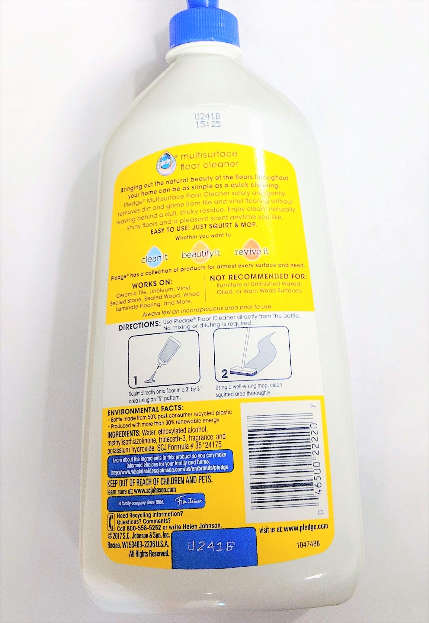 Pledge Multisurface Floor Cleaner - Rainshower Scent - Net Wt. 27 Fluid Ounces (798 Milliliters) Per Bottle - Pack of 2 Bottles
